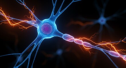 Detailed 3D Illustration of a Human Neuron
