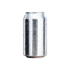 An empty aluminum soda can with water droplets, looking refreshing