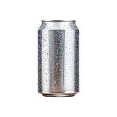 An empty aluminum soda can with water droplets, looking refreshing