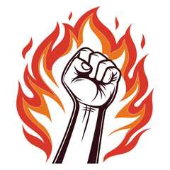 Fiery Fist of Resistance or Raised Fist in Flames.