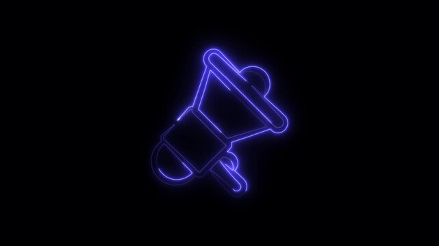 910 Megaphone Icon Neon Stock Video Footage - 4K and HD