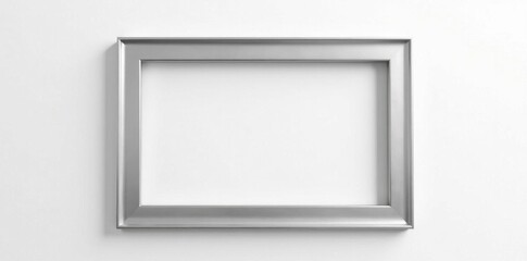 Sleek silver picture frame, isolated on white , artwork, reflection