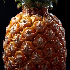 Closeup of a Ripe Pineapple with Detailed Texture