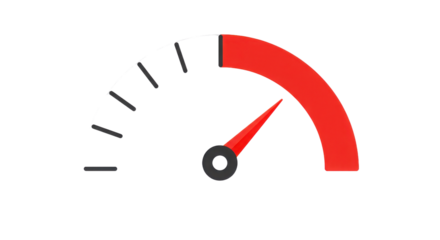 Speedometer gauge with needle in the red zone isolated PNG with Transparent Background