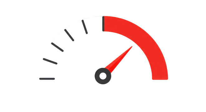 Speedometer gauge with needle in the red zone isolated PNG with Transparent Background
