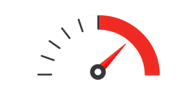 Speedometer gauge with needle in the red zone isolated PNG with Transparent Background