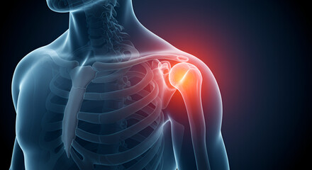 3d rendered illustration of a painful shoulder