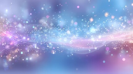 Obraz premium Minimalistic soft glowing particles floating in space with a calm pastel white-blue haze, creating a serene, dreamy, and ethereal visual atmosphere