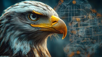 Visionary eagle engineer designing futuristic flying hines