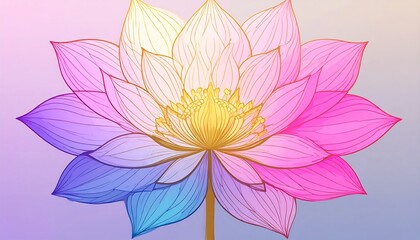 Colorful Lotus Flower Illustration.