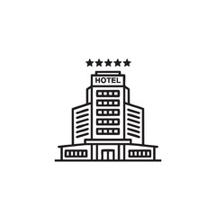 Obraz premium Five Star Hotel Building Illustration Luxury Accommodation Resort Destination Hospitality Industry and Modern Architecture Design for Travel and Tourism