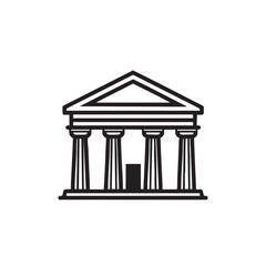 Naklejka premium Minimalist Illustration of a Classical Greek or Roman Temple with Doric Columns and Triangular Pediment on a White Background