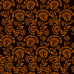 Seamless Floral Pattern in Brown | Decorative Vector Textile Design