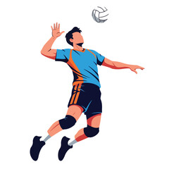 Volleyball Players in Action Vector Illustration