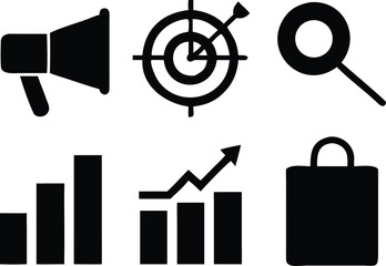 Marketing and business icons isolated on white background