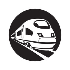 Modern Train Icon Vector Illustration, High-Speed Railway Transportation Symbol
