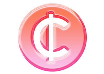 Glossy 3D Cedi currency icon with jelly glassmorphism style