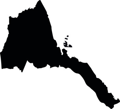 Eritrea black map icon, simple flat silhouette outline of the African country, isolated vector symbol for cartography, education, travel, and infographic design