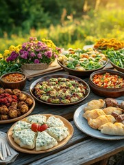 Fototapeta premium Festive Vegetarian Feast: Farm-to-Table Dining for World Vegetarian Day Celebration