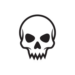 Fototapeta premium Simple Graphic Skull Icon on White Background Vector Illustration for Halloween Designs and Spooky Themes in Black and White