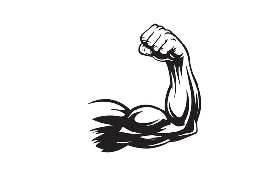 muscle arm silhouette  vector