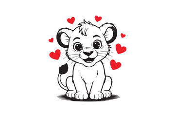 baby lion silhouette  vector