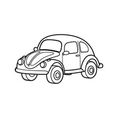 Simple Cartoon Car Outline Drawing for Kids Coloring Page, Vehicle Vector Illustration.

