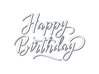 Elegant Happy Birthday calligraphy text design isolated on white background perfect for party celebration invitation greeting card poster banner typography and festive decor