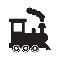 Simple Steam Train Icon, Black Locomotive Silhouette Vector Illustration
