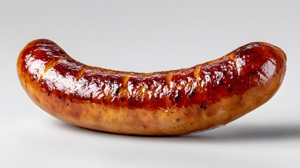 Grilled Sausage with Smoky Glaze on a Light Grey Background