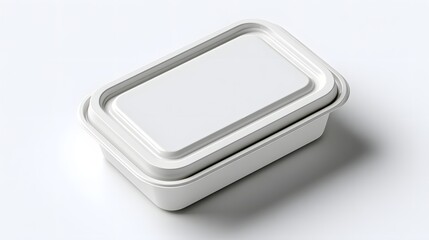 Minimalist White Plastic Food Storage Container with Lid on a Clean Surface