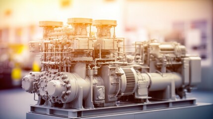 Industrial Machinery with Compressor and Engine in Modern Factory Setting