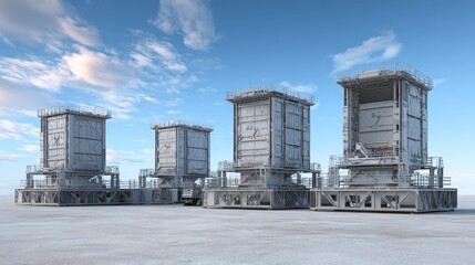 Obraz premium Industrial Storage Tanks Against a Clear Blue Sky at Daytime