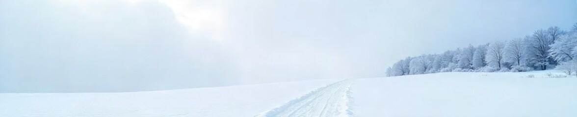 Fototapeta premium Serene Arctic Winter Landscape Untouched Snow Expanse Under a Silent Sky
