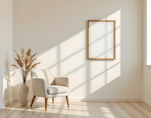 Serene Interior with Light Armchair and Dried Foliage