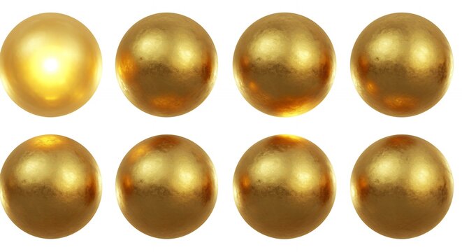 Golden sphere collection on white background