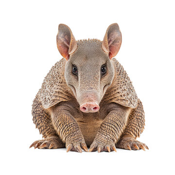 Armadillo defending Holds its ground, using its shell for protection against predators. full length isolate on transparent background