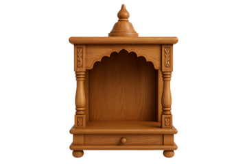Wooden indian home temple isolated on transparent background