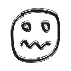 Hand Drawn Sad Face on Transparent Backdrop A Simple Yet Expressive Illustration for Emotional Designs and Creative Projects, Digital Art.