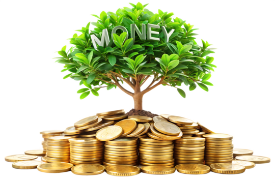  a lush money tree with vibrant green leaves growing isolated on white background, png, ai generated. - Powered by Adobe