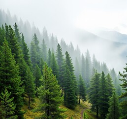 Obraz premium pine forest in the mountains