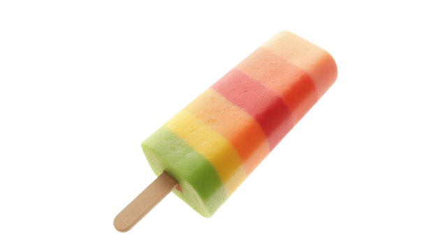 Colorful Rainbow Popsicle Isolated on White Background