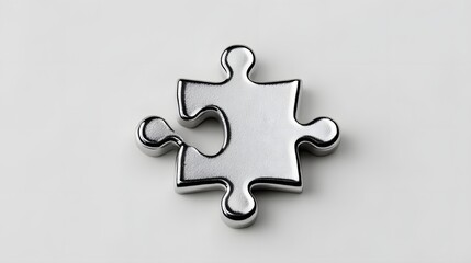 Obraz premium Solitary Metallic Puzzle Piece on a Gray Background Representing Solving Challenges and Connections