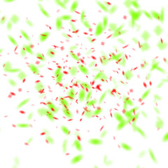 Vibrant Green and Red Confetti Burst on Clear Background A Festive Cascade of Colorful Particles for Joyful Occasions and Decorative Accents.