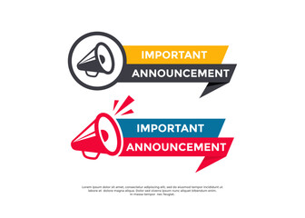 Important Announcement banner logo template. Suitable for websites, social media, email marketing campaigns, or print materials to highlight urgent updates, special offers, or key messages