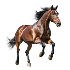 Obraz premium Horse running A horse gallops forward with powerful strides, body extended and mane flowing. full length isolate on transparent background