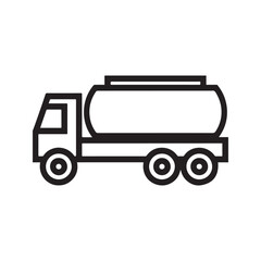 Simple Tanker Truck Outline Drawing for Kids Coloring Page, Industrial Vehicle Vector Illustration.
