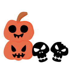 Boo Halloween Vector with Pumpkin and Skulls