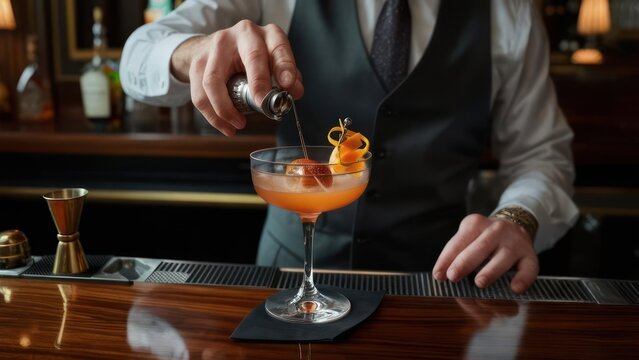 Bartender making cocktail