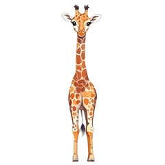 Frontfacing giraffe with watercolor style spots and a long neck © aang